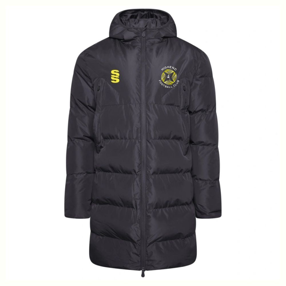 Highend FC - Coaches Active Long Padded Jacket - Unisex Fit - Black - Adults