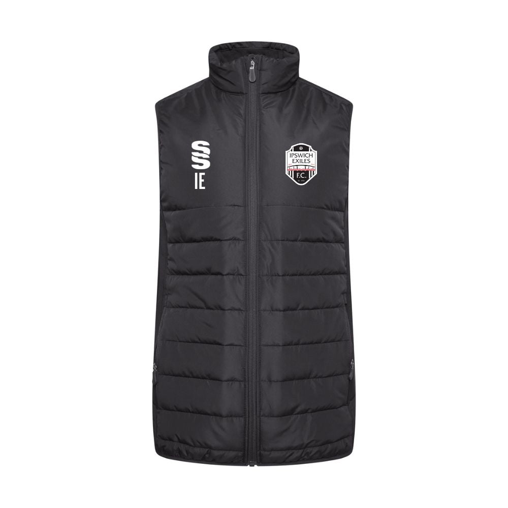 Ipswich Exiles FC - Players Active Padded Gilet - Unisex Fit - Black - Adults