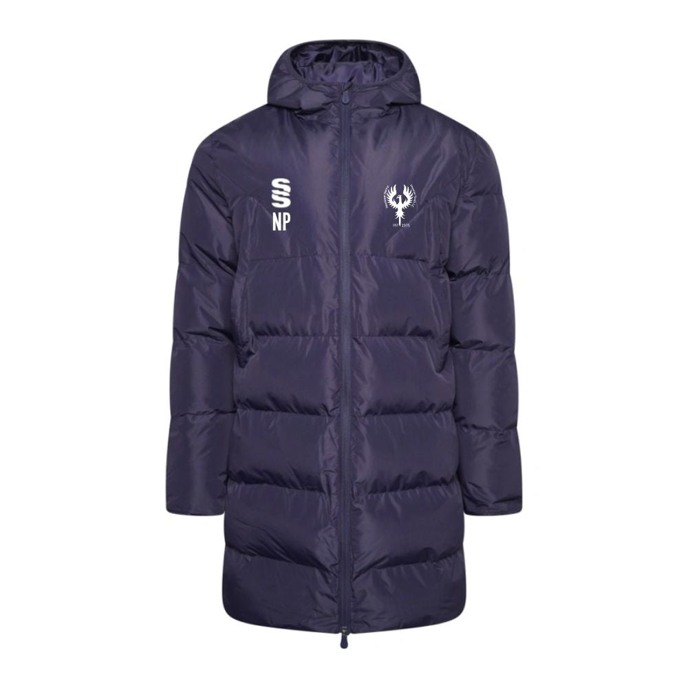 Needham Market Phoenix FC - Coaches Active Long Padded Jacket - Unisex Fit - Navy - Adults