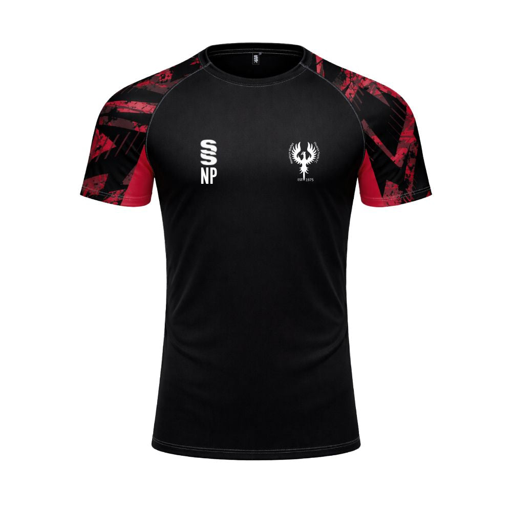 Needham Market Phoenix FC - Players Tempo Training T-Shirt - Unisex Fit - Black/Red - Adults
