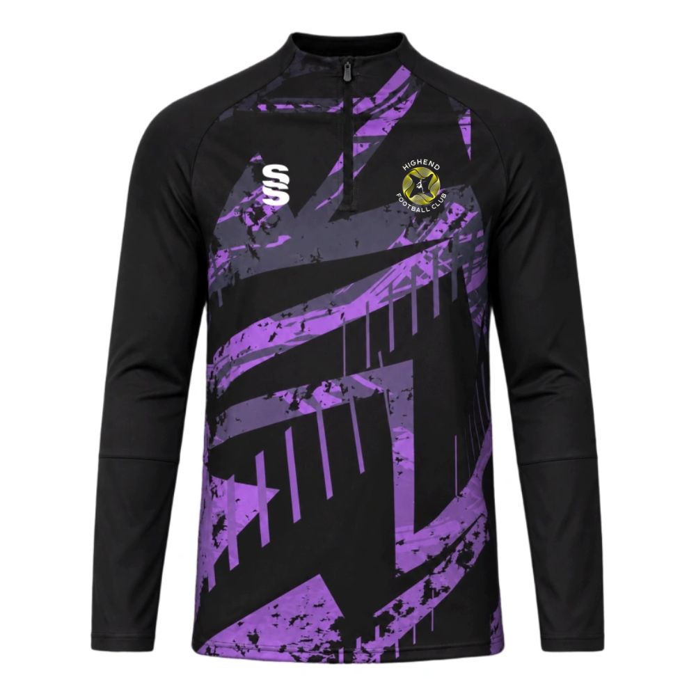 Highend FC - Senior Players Tempo 1/4 Zip - Unisex Fit - Black/Purple - Adults