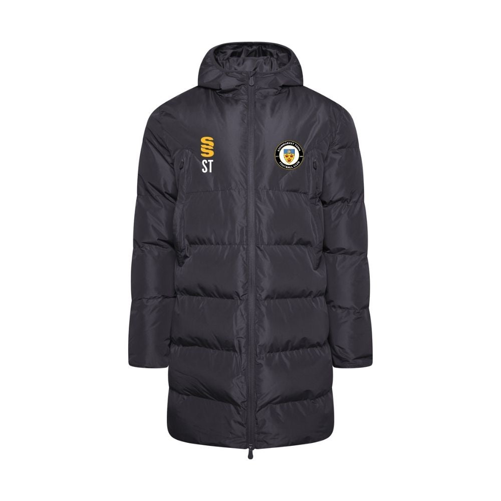 Stowmarket Town FC - Coaches Active Long Padded Jacket - Unisex Fit - Black - Adults