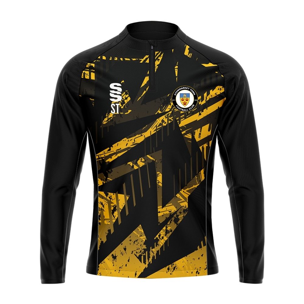 Stowmarket Town FC - Players Tempo 1/4 Zip - Unisex Fit - Black/Amber - Adults
