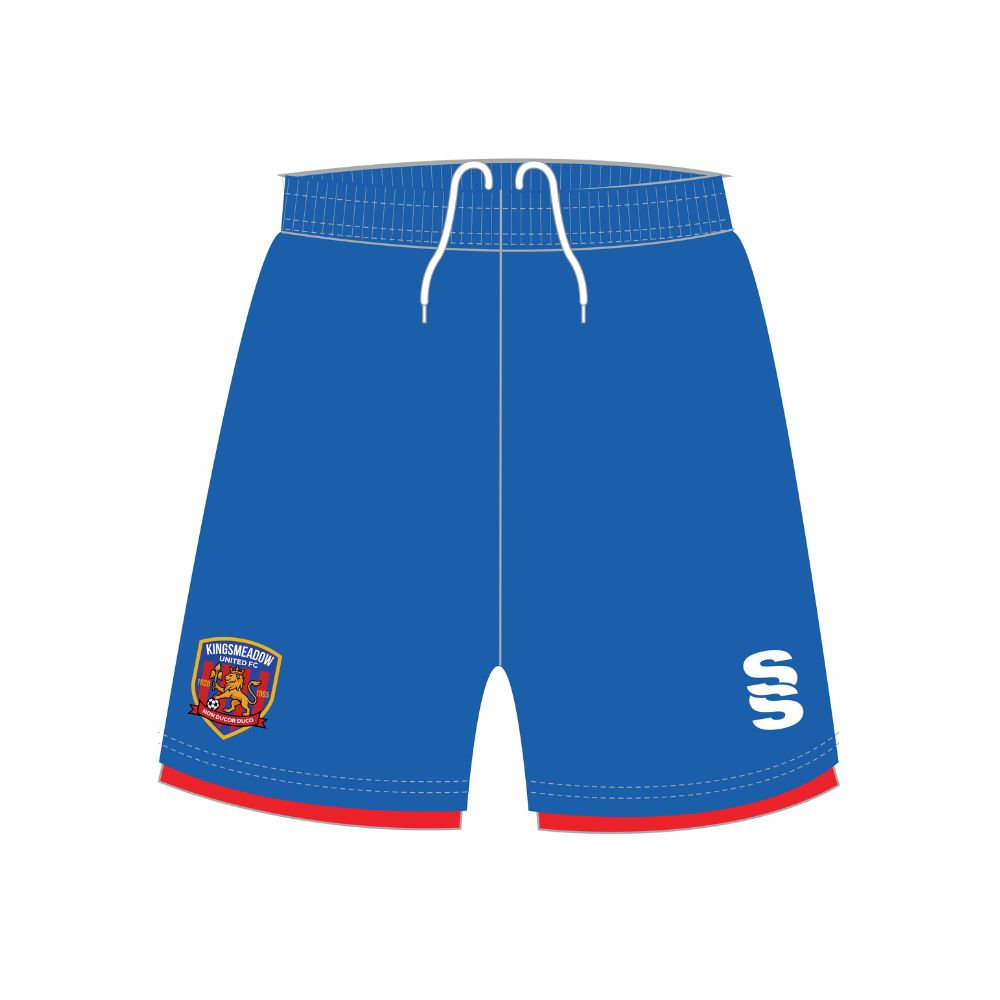 Kingsmeadow FC - Players Home Playing Shorts - Unisex Fit - Royal/Red - Adults