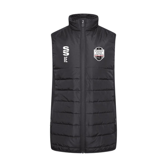 Ipswich Exiles FC - Players Active Padded Gilet - Unisex Fit - Black - Adults