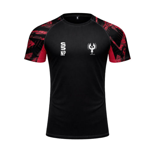 Needham Market Phoenix FC - Players Tempo Training T-Shirt - Unisex Fit - Black/Red - Adults