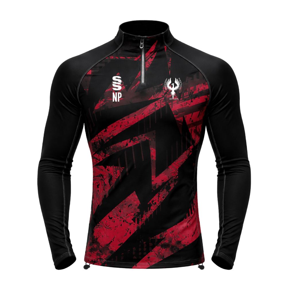 Needham Market Phoenix FC - Players Tempo 1/4 Zip - Unisex Fit - Black/Red - Youths