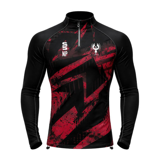 Needham Market Phoenix FC - Players Tempo 1/4 Zip - Unisex Fit - Black/Red - Adults