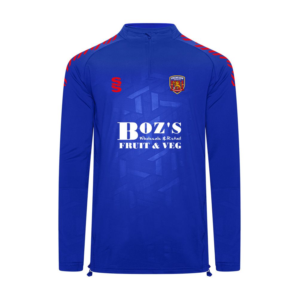 Kingsmeadow FC - Players Impact 1/4 Zip - Unisex Fit - Royal/Red - Adults