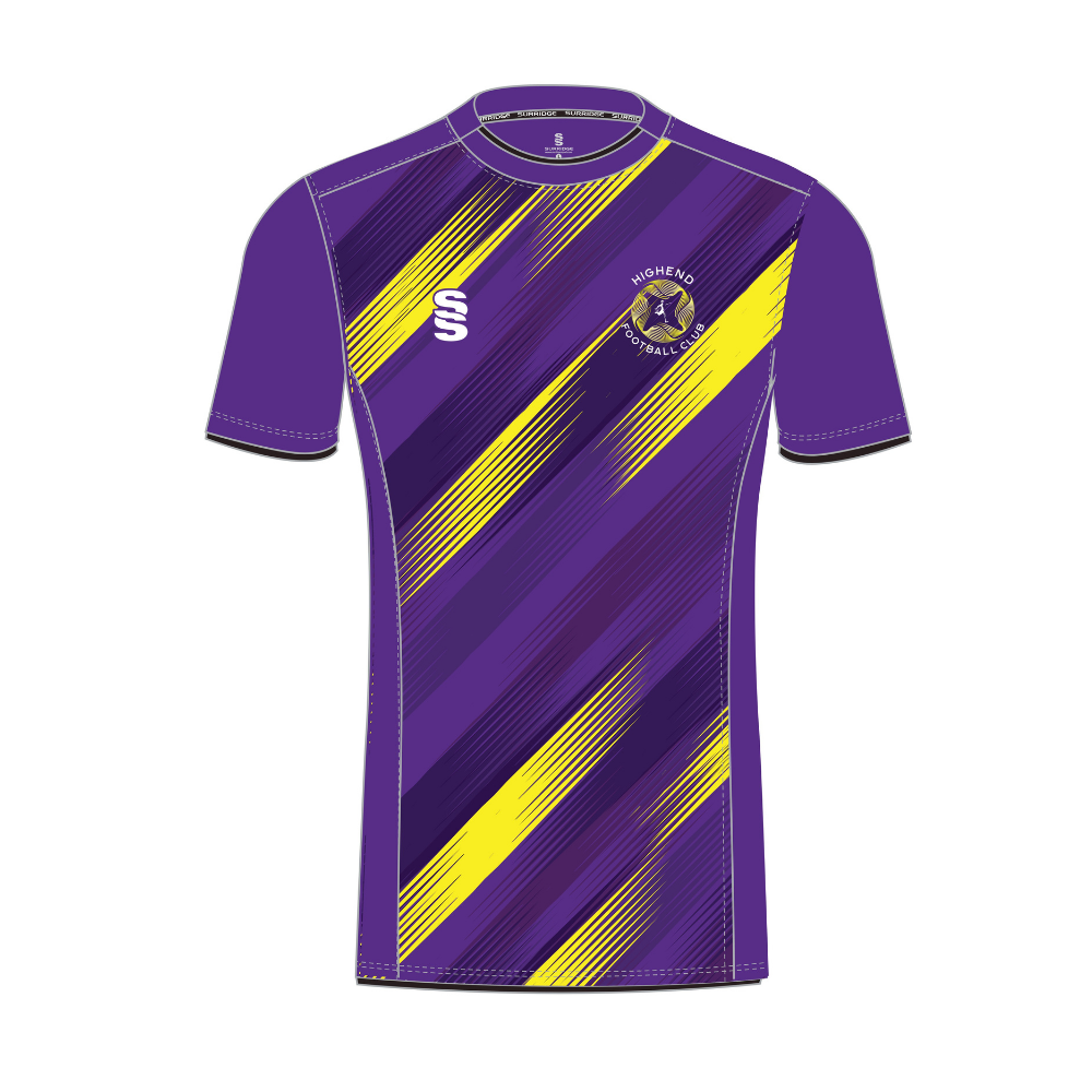 Highend FC - Players Home Playing Shirt - Unisex Fit - Purple/Yellow - Youths