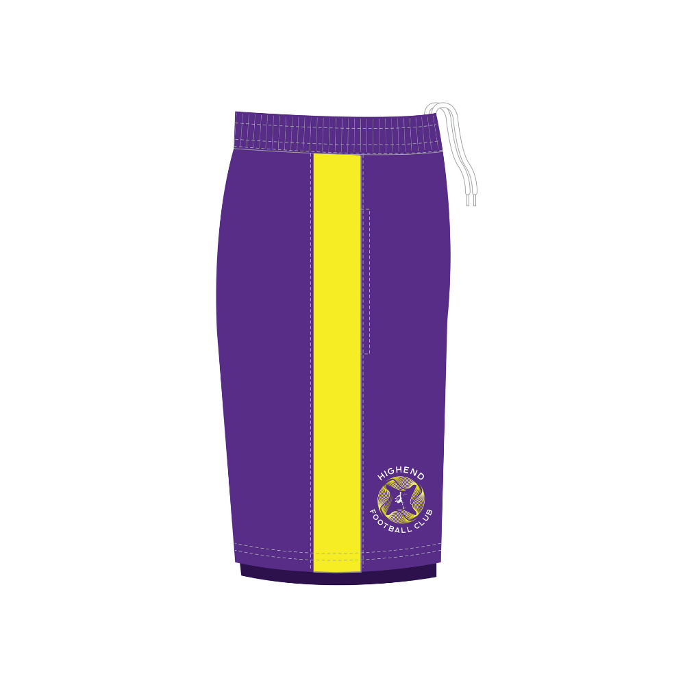 Highend FC - Players Home Playing Shorts - Unisex Fit - Purple/Yellow - Adults